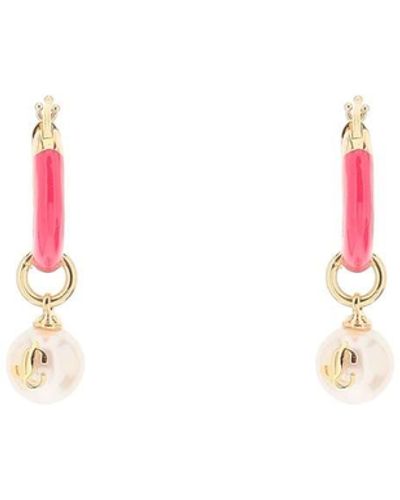 Jimmy Choo Hoop Earrings With Pearls - Multicolour