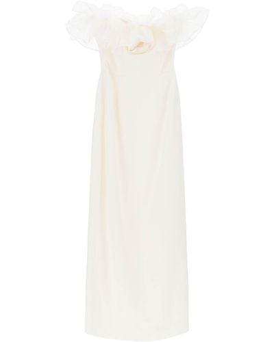 Alessandra Rich Strapless Dress With Organza Details - White