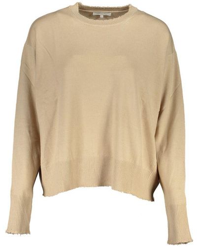 Patrizia Pepe Chic Crew Neck Jumper With Contrast Details - Natural