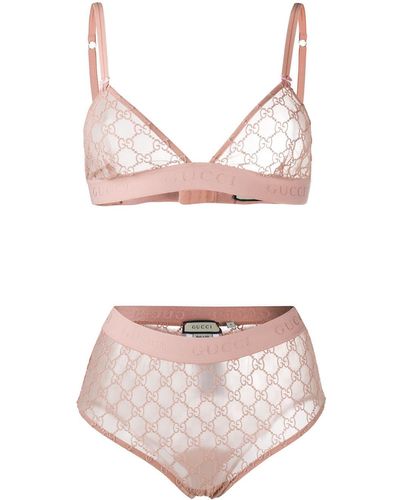 Gucci GG Embroidered Lingerie Set - Pink