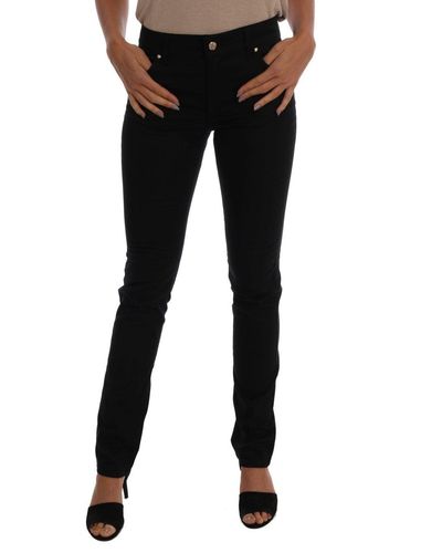 Versace Jeans Cotton Stretch Slim Denim Pants - Black