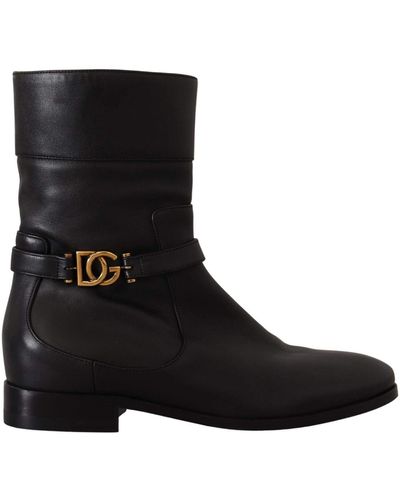 Dolce & Gabbana Elegant Leather Biker Boots - Black