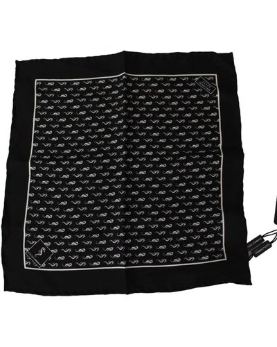 Dolce & Gabbana Silk Seahorse Print Handkerchief - Black