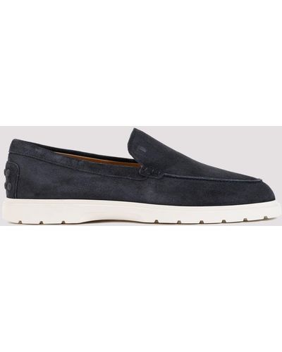 Tod's Blue Suede Leather Loafers