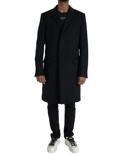 Dolce & Gabbana Wool Cashmere Trench Coat Jacket - Black