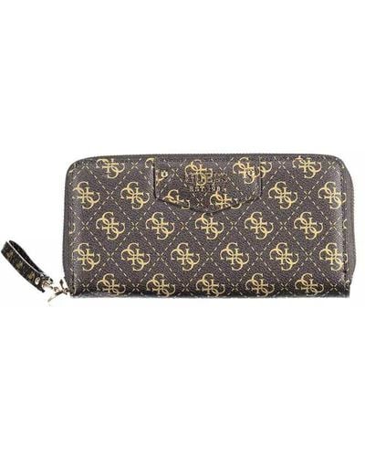 Guess Chic Brown Zip Wallet With Contrasting Details - Multicolor
