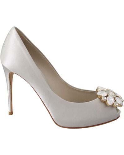 Dolce & Gabbana Crystals Peep Toe Heels Pumps Shoes - Multicolor