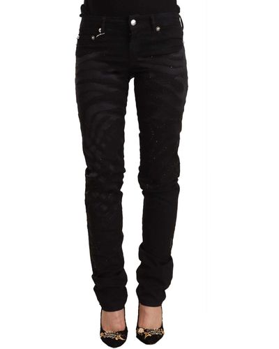 Just Cavalli Elegant Slim Fit Embellished Jeans - Black
