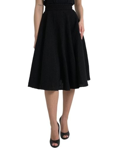 Dolce & Gabbana High Waist A-Line Knee Length Skirt - Black