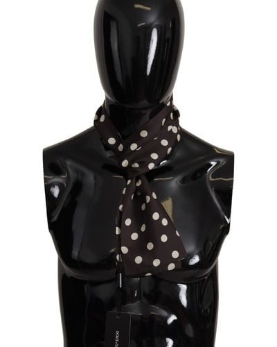 Dolce & Gabbana Elegant Polka Dotted Silk Scarf - Black