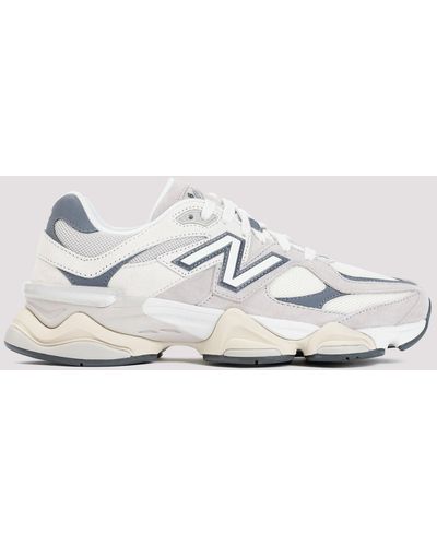 New Balance White Blue 9060 Suede Leather Trainers