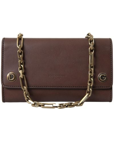 Dolce & Gabbana Elegant Leather Shoulder Bag With Detailing - Brown