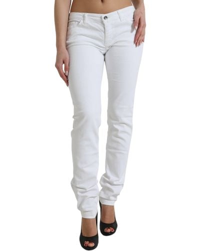 Dolce & Gabbana White Cotton Stretch Skinny Denim Jeans - Blue