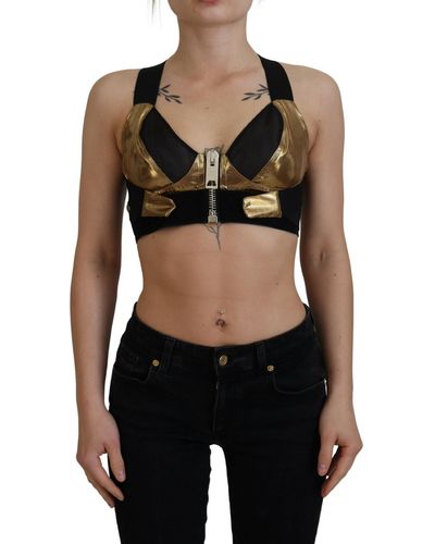 Dolce & Gabbana Elegant Cropped Top With Front Zipper - Black