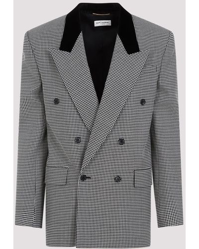 Saint Laurent Black Wool Jacket - Grey