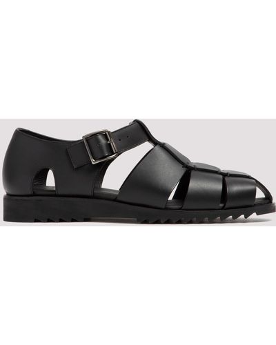 Paraboot Black Leather Pacific Buckle Sandals
