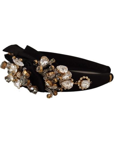 Dolce & Gabbana Elegant Crystal Embellished Silk Diadem - Black