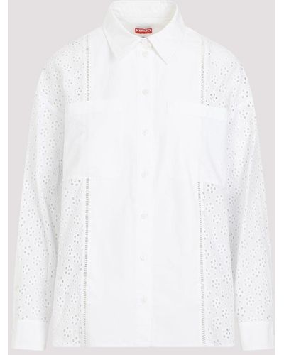 KENZO White Broderie Anglaise Cotton Shirt