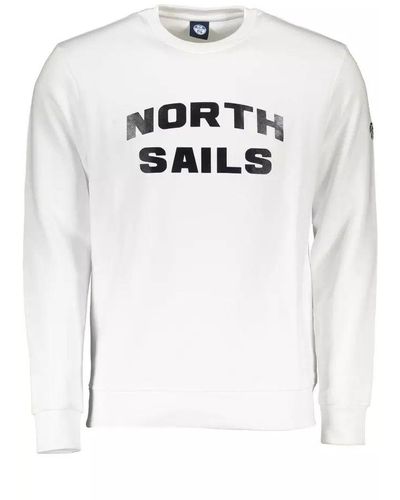 North Sails White Cotton Jumper - Blue