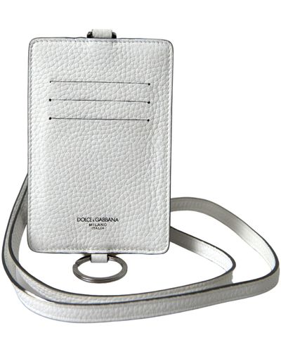 Dolce & Gabbana Elegant Leather Cardholder Lanyard - Metallic
