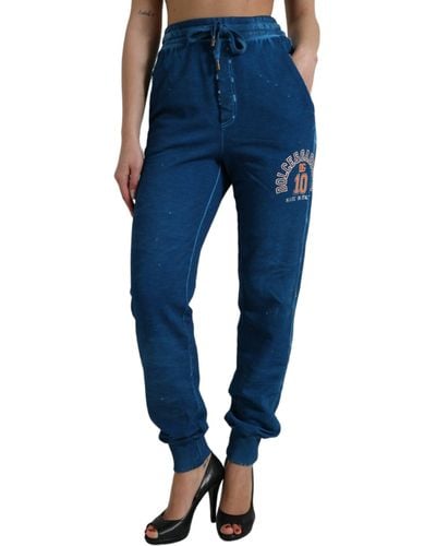 Dolce & Gabbana Blue Logo Cotton Jogger Joggers Trousers