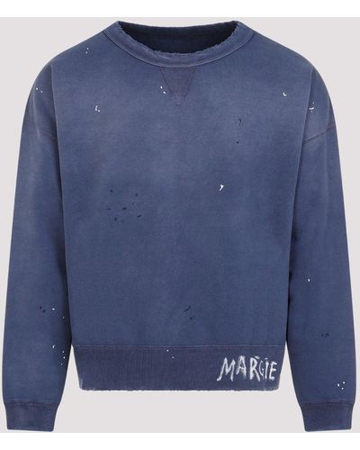 Maison Margiela Washed Purple Cotton Sweatshirt - Blue
