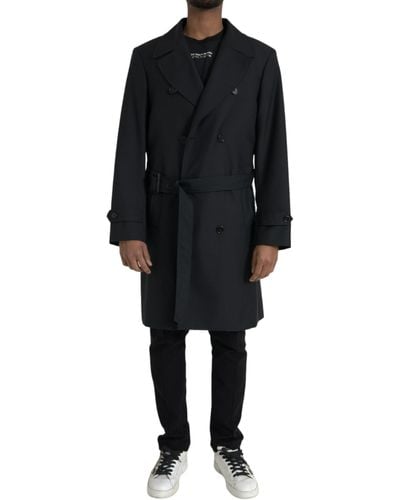 Dolce & Gabbana Double Breasted Trench Coat Jacket - Black