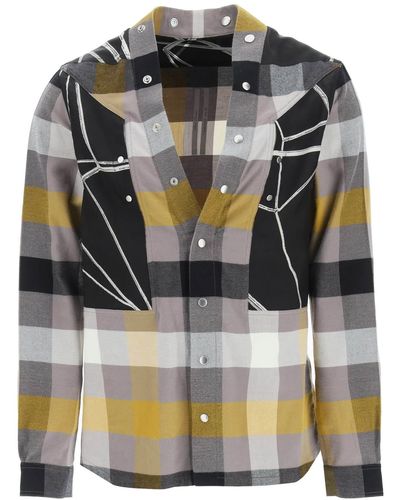 Rick Owens Larry Shirt In Flannel And Cupro - Multicolour