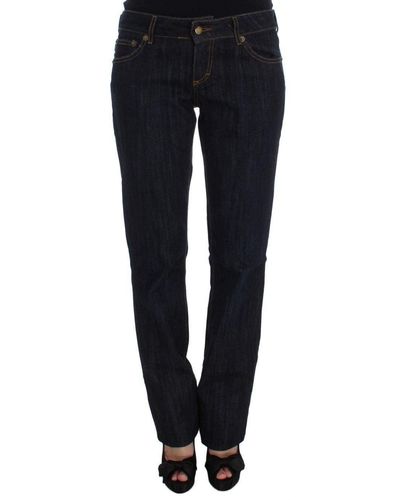 Cavalli Dark Cotton Straight Fit Stretch Jeans - Blue