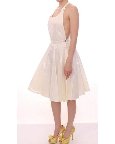 Licia Florio Halterneck Knee Length Tea Dress - White