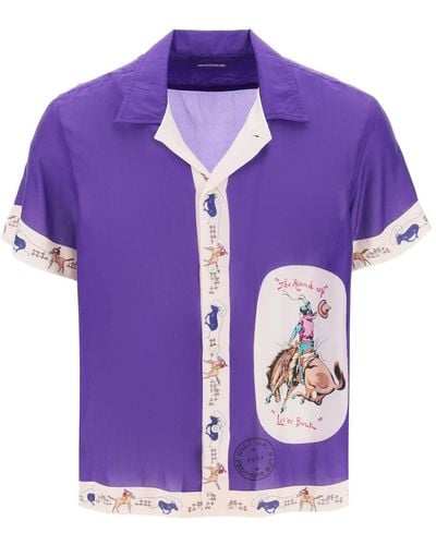 Bode Round Up Bowling Shirt With Graphic Motif - Purple