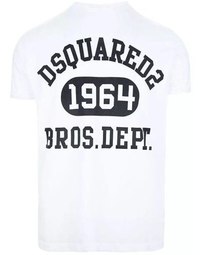 DSquared² Elegant White Cotton Tee With Contrast Print