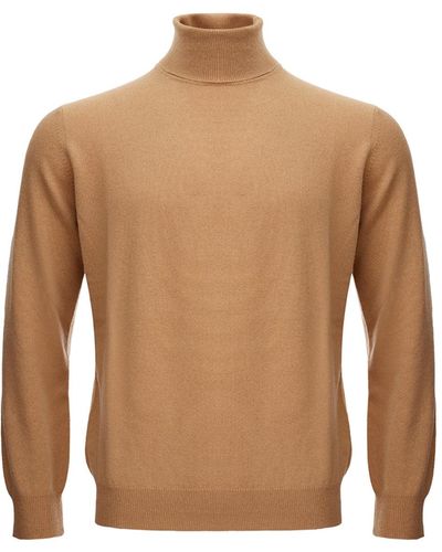 Kangra Camel Beige Wool Blend Turtleneck Sweater - Brown