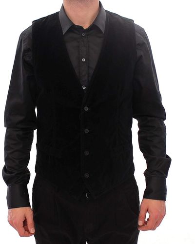 Dolce & Gabbana Dolce Gabbana Cotton Single Breasted Vest Gilet - Black