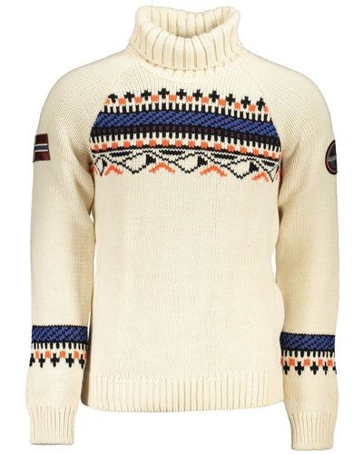 Napapijri High Neck Sweater With Contrast Details - White