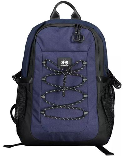 La Martina Blue Polyester Backpack