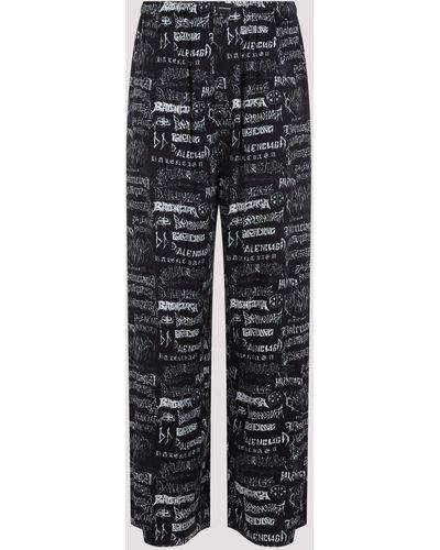 Balenciaga Black Pyjama Viscose Trousers - Grey