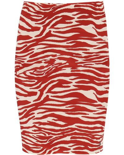 The Attico "Mini Animal Print Skirt - Red