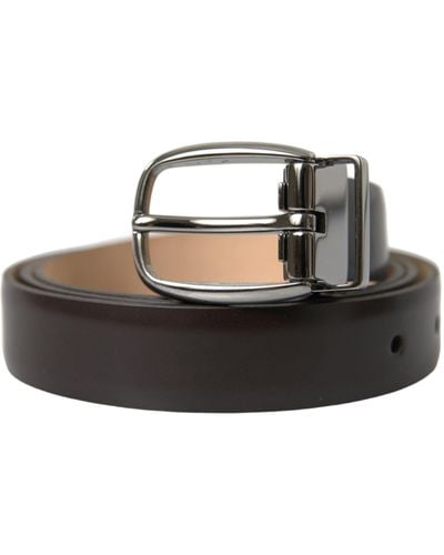 Dolce & Gabbana Elegant Leather Belt With Eye-Catching Buckle - Black