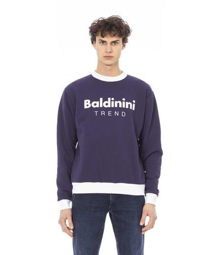 Baldinini Logo Long Sleeve Fleece Hoodie - Blue