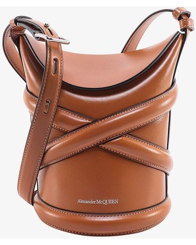 Alexander McQueen Leather Bucket Bags - Brown