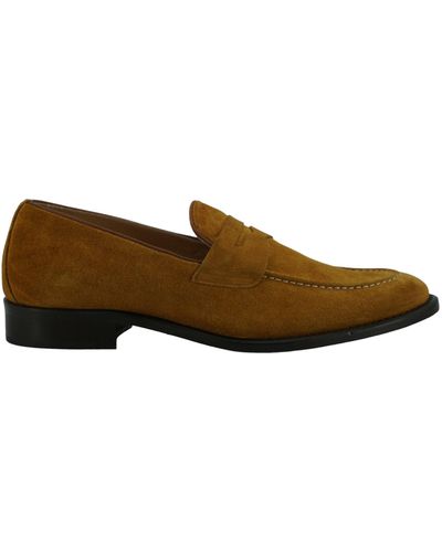 Saxone Of Scotland Tan Brown Suede Leather Mens Loafers Shoes