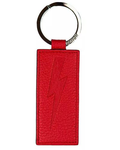Neil Barrett Sleek Leather Keychain For Men - Red