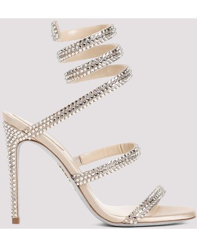 Rene Caovilla Gold Leather Sandals - White