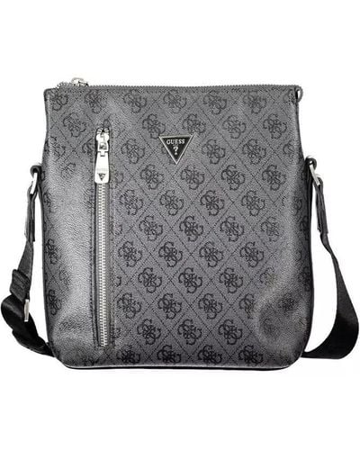 Guess Sleek Black Shoulder Bag With Contrasting Details - Grey