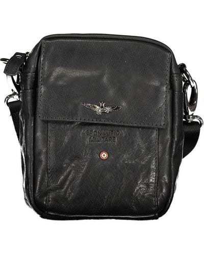 Aeronautica Militare Sleek Leather Shoulder Bag - Black