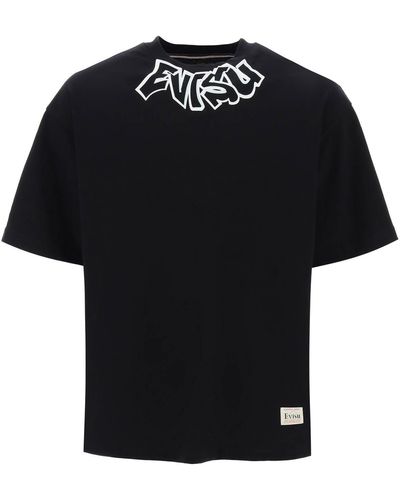 Evisu T Shirt With Logo Print - Black