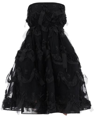 Simone Rocha Tulle Dress With Bows And Embroidery - Black