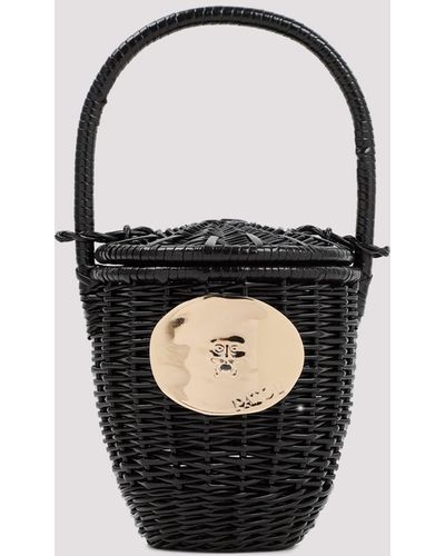 Patou Black Woven Bucket Bag