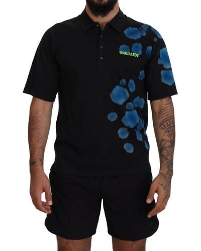 DSquared² Dsqua2 Cotton Short Sleeves Colla T-shirt - Black